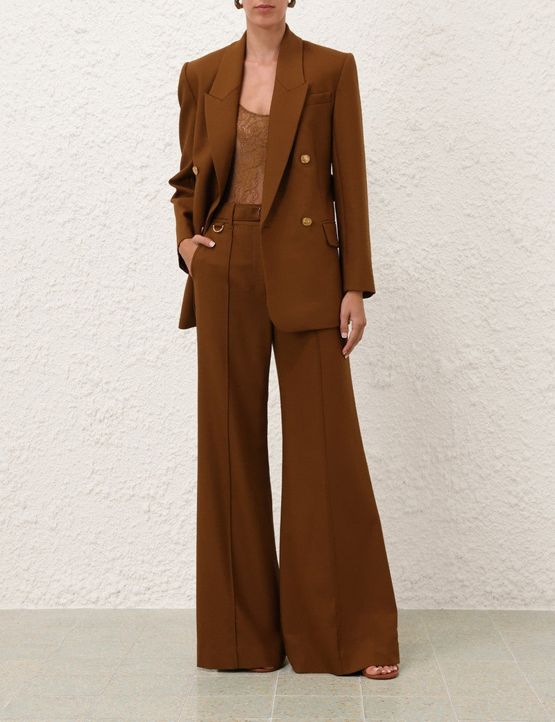 Zimmermann Illuminate Stretch Flare Pant for women, showcasing the fitted waist and flared leg design in a stylish apparel image.