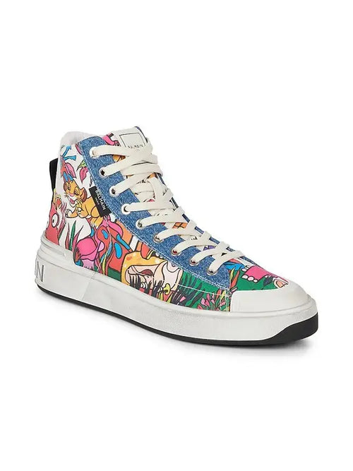 Men's Balmain Disney Lion King sneakers in multicolor with Lion King design, casual footwear by Shopportunity.