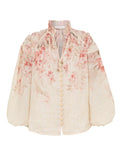 Zimmermann Illuminate Blouse for women with coral floral print, lightweight fabric, and elegant design.
