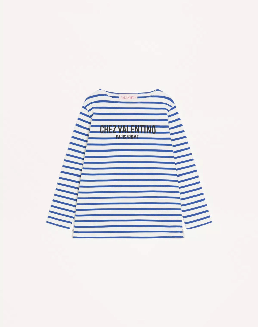 Long-sleeved Cotton T-shirt With Chez Valentino Print