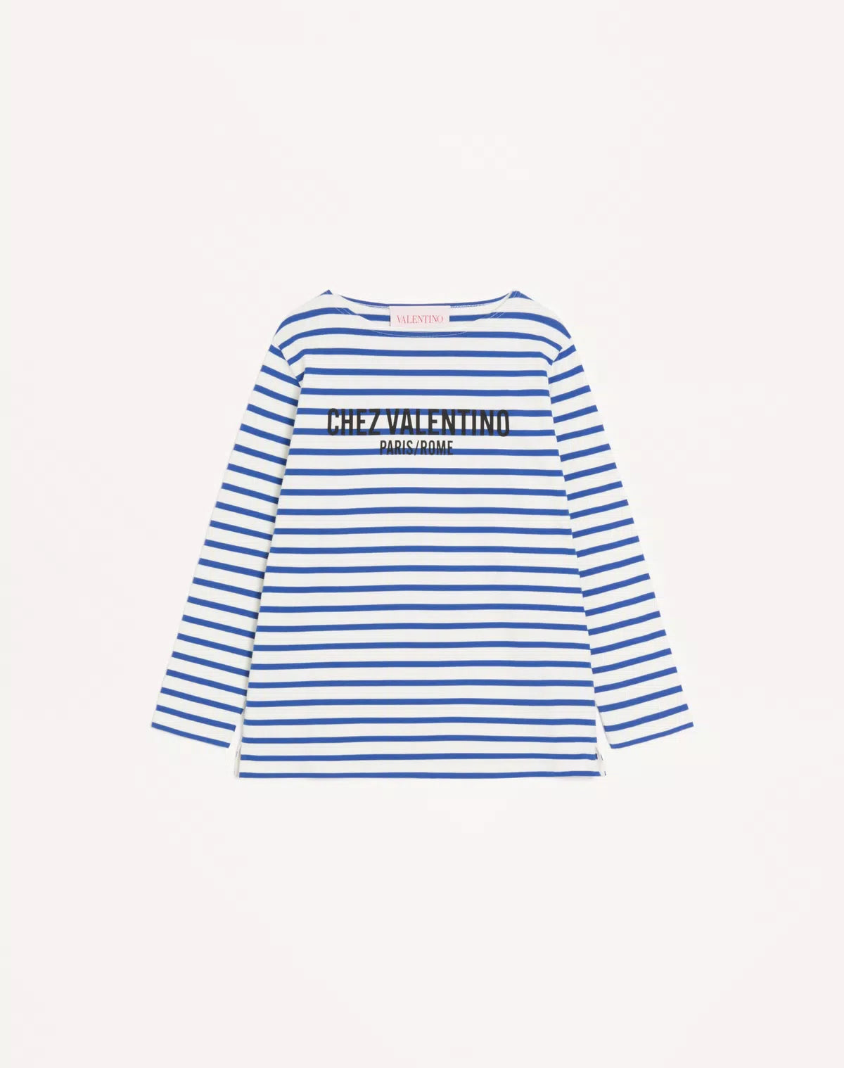 Long-sleeved Cotton T-shirt With Chez Valentino Print