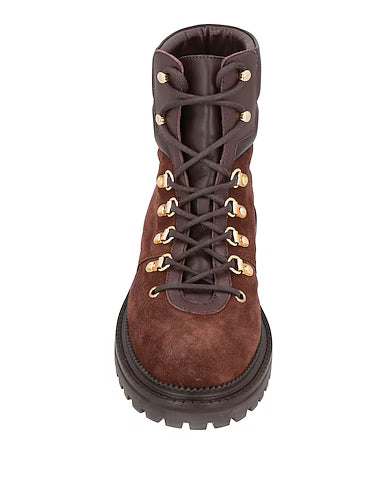 Brown Suede Melia Leather-trimmed Hiking Boots