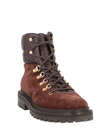Brown Suede Melia Leather-trimmed Hiking Boots