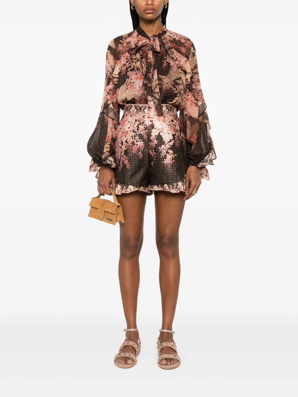 Zimmermann printed linen blend shorts for women, featuring a stylish design and comfortable fit, ideal for casual summer wear.