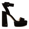 Black velvet Jimmy Choo Holly 120 platform sandals for women with sleek high heels and elegant design.