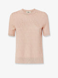 Fendi FF cotton and viscose sweater, women's T-shirt with bold logo design, in black and white, casual and stylish.