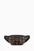 Black MCM Fursten belt bag for women featuring a sleek design and adjustable strap, perfect for stylish everyday wear.