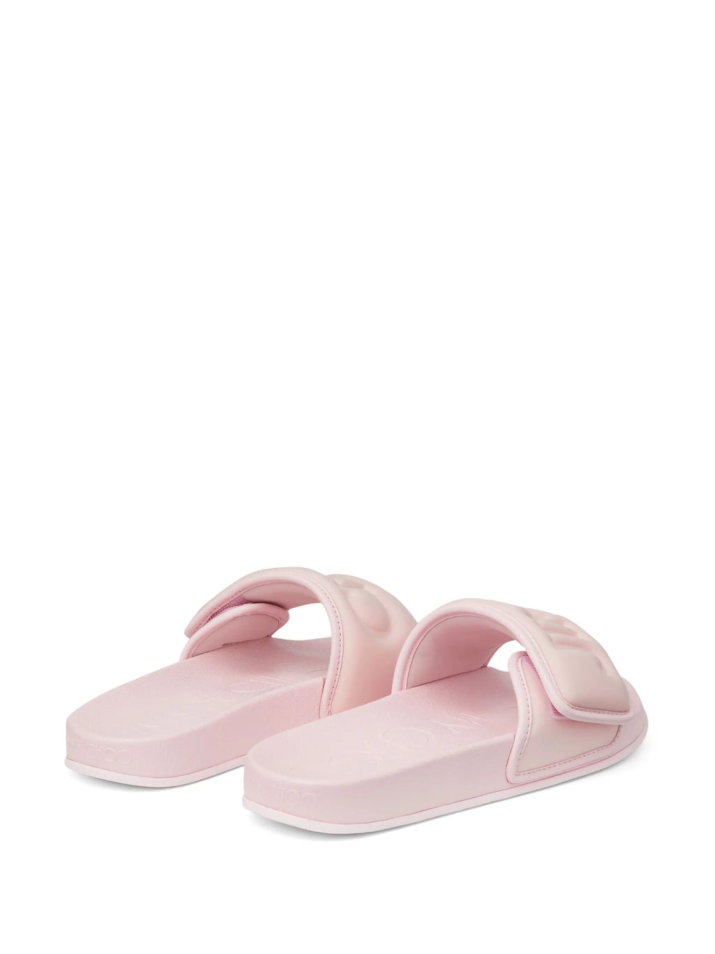 Jimmy Choo Fitz Logo-debossed slides in black leather with signature logo embossing and sleek slide design.