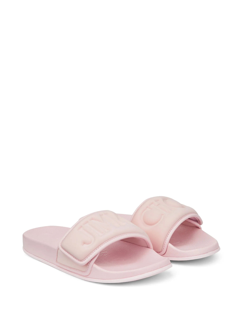 Jimmy Choo Fitz logo-debossed slides featuring sleek design and debossed logo on the strap, perfect for stylish summer wear.