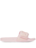 Debossed Jimmy Choo Fitz logo slides in black leather with sleek design and comfortable slip-on style.