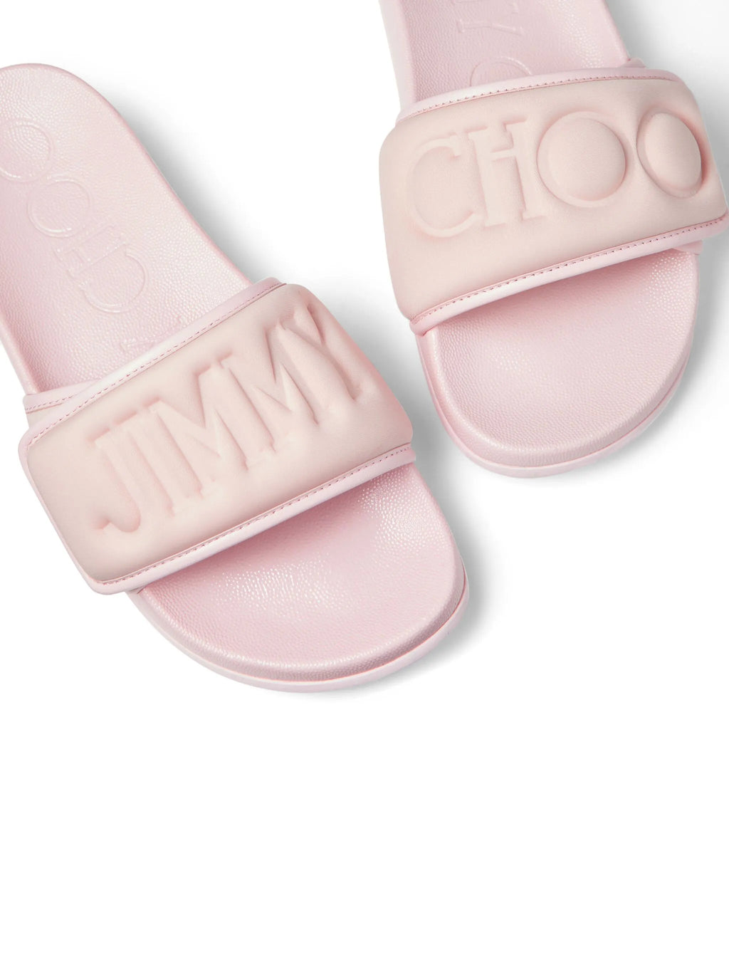Jimmy Choo Fitz logo-debossed slides with sleek design, featuring debossed logo details on stylish slide sandals.