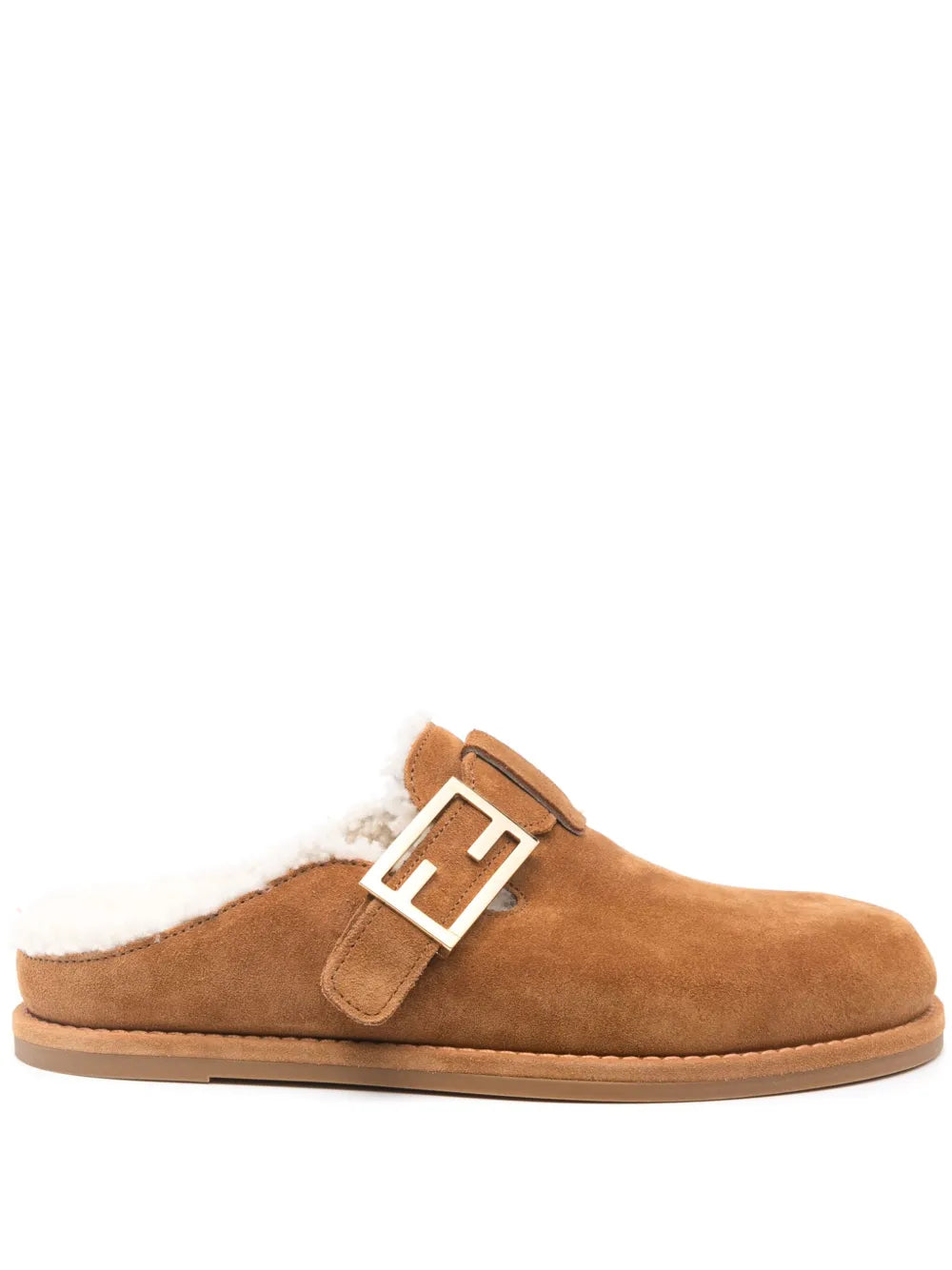 Fendi Feel suede women's slippers with plush interior and slip-on design, featuring a stylish, luxury shoe look.
