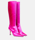 Jimmy Choo Agathe 85 Fuchsia Satin Knee-high Boots