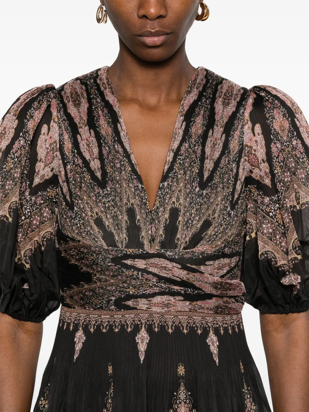 Zimmermann pleated midi dress for women, featuring a flowy design with pleats and a stylish silhouette.