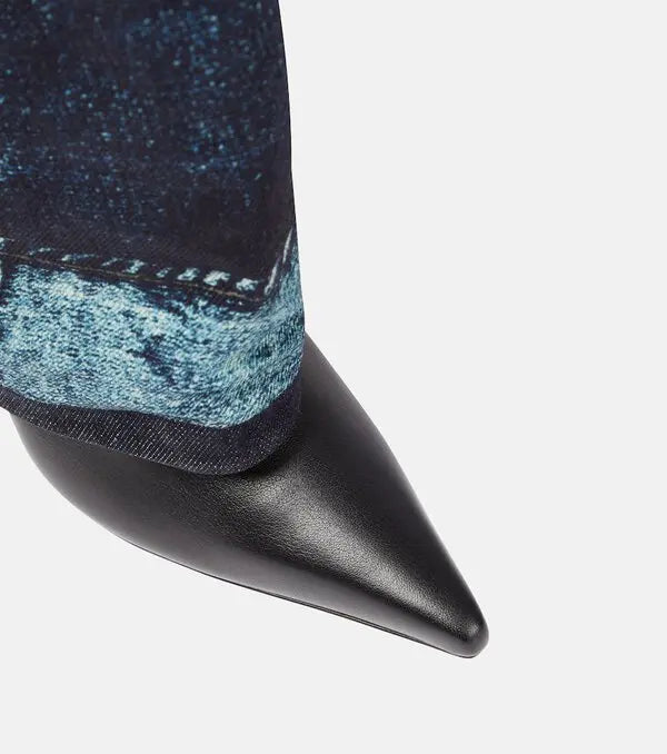 Jimmy Choo x Jean Paul Gaultier Leather and Denim Boots