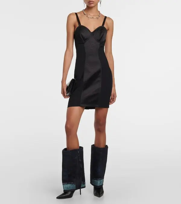 Jimmy Choo x Jean Paul Gaultier Leather and Denim Boots