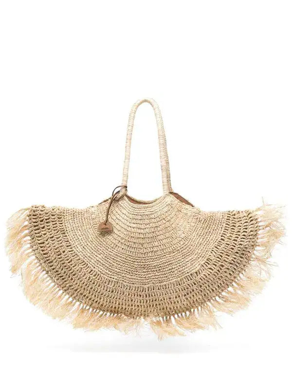 Neutrals-colored Cult Gaia Lucia Raffia Tote Bag for women, featuring a woven raffia design and spacious interior.