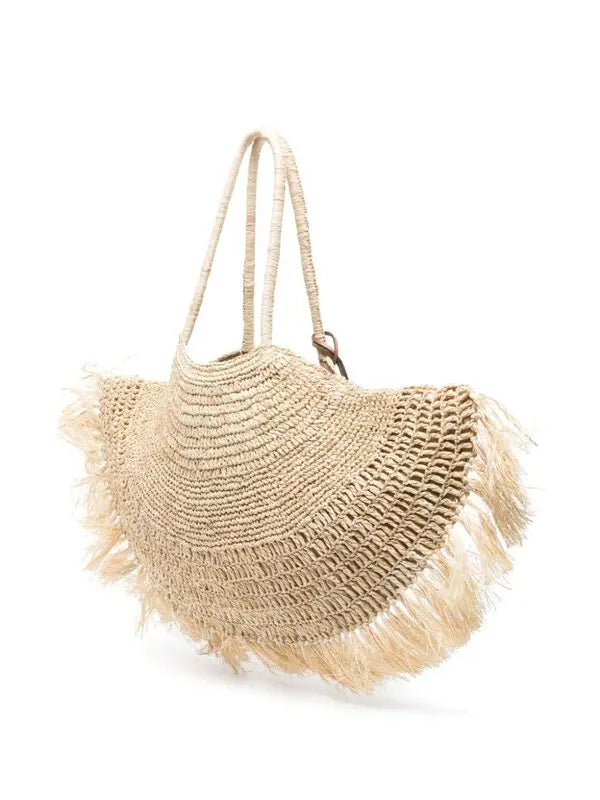 Cult Gaia Lucia Raffia tote bag for women featuring a woven raffia design and spacious interior.
