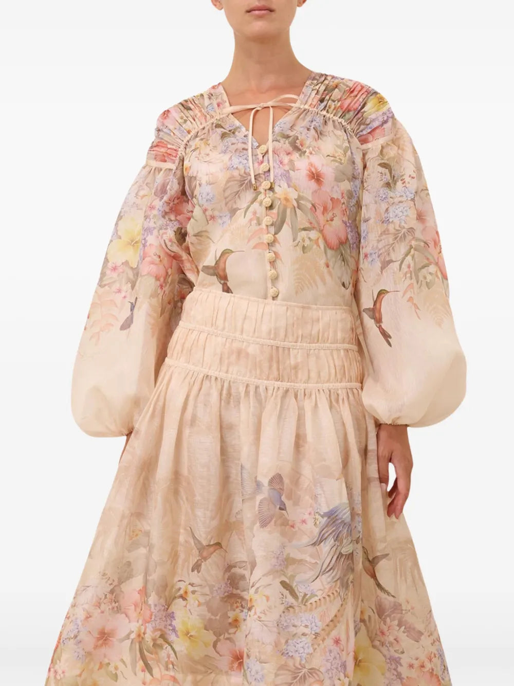 Zimmermann Illuminate Blouse for women, featuring lightweight fabric and stylish design, shown in a natural pose.