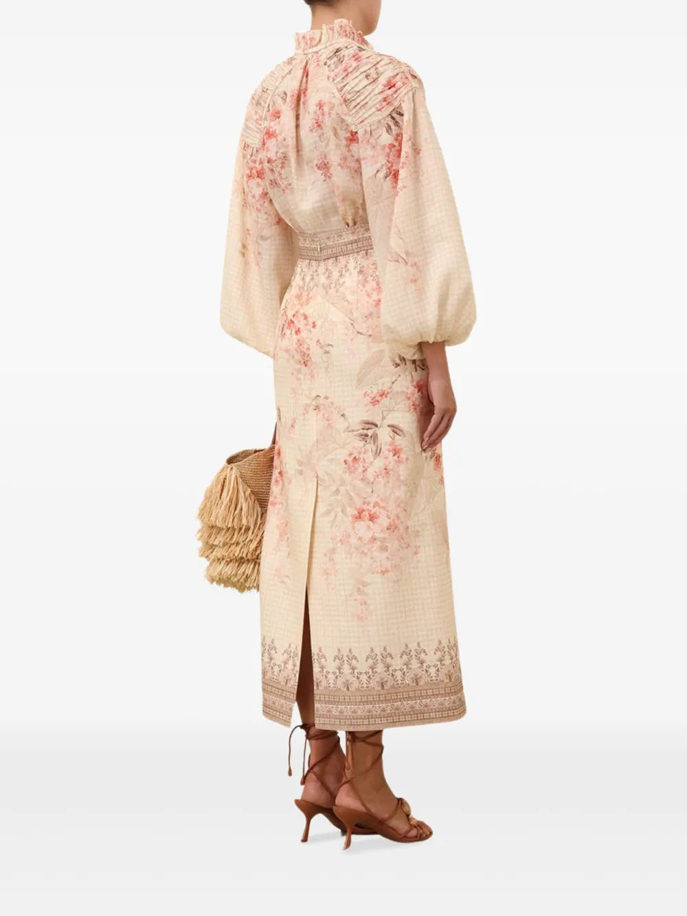 Zimmermann Illuminate Pencil Midi Skirt for women, featuring a sleek silhouette and elegant design in a neutral color.