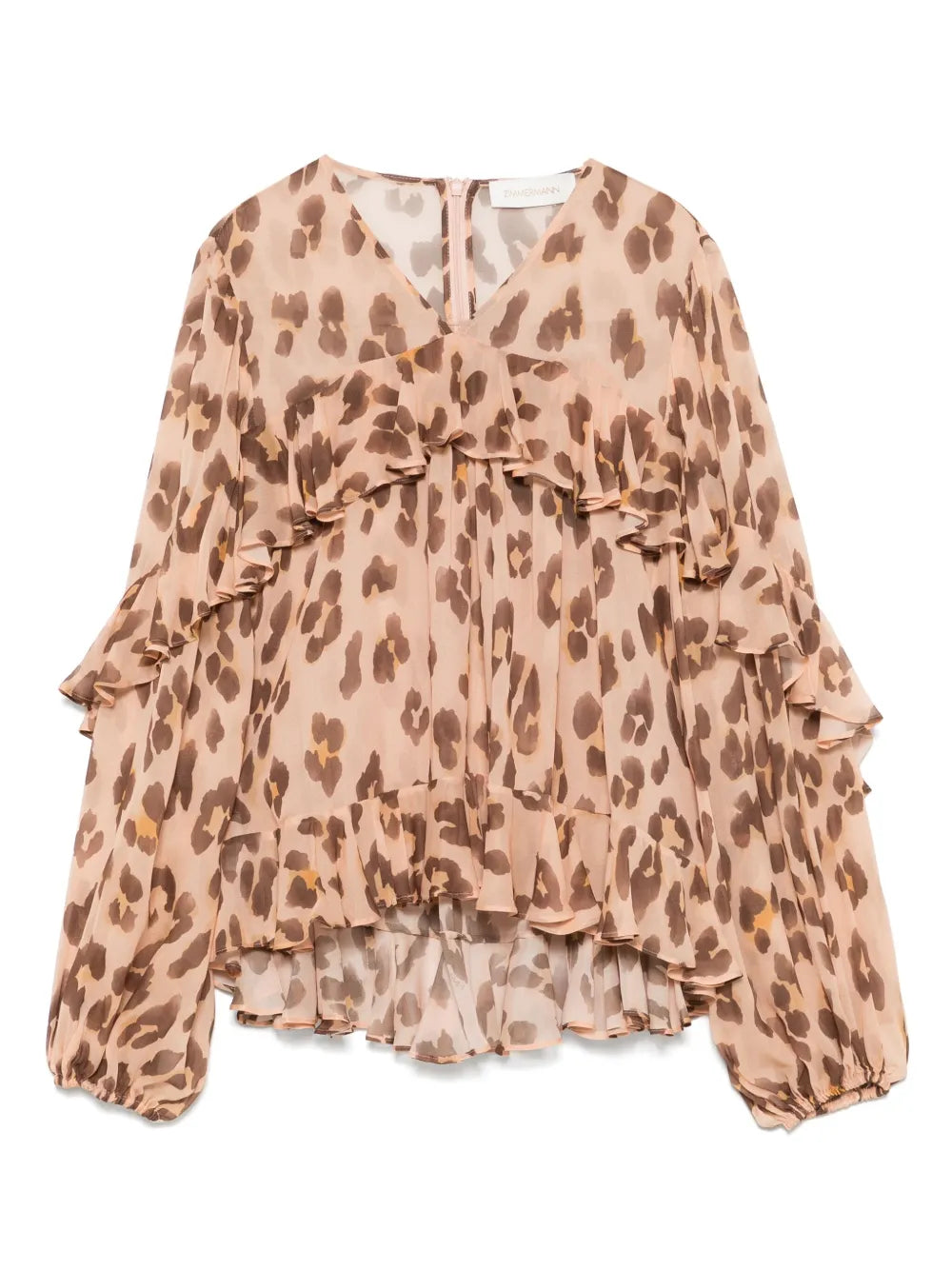 Zimmermann Illuminate V Neck Flutter Top for women, featuring lightweight fabric and flutter sleeves in a stylish design.