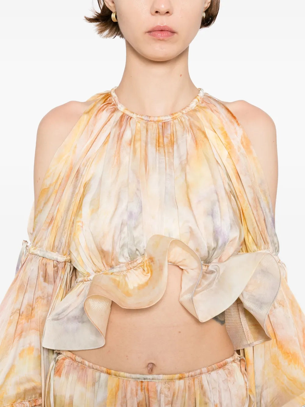 Zimmermann Balance Flounce Blouse for women, stylish top with ruffled details and feminine design, perfect for casual or dressy occasions.