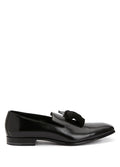 Jimmy Choo men's Foxley patent leather loafers with crystal tassels, stylish men's shoes with a sleek shiny finish.