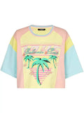 Palm Tree Print Cropped T-Shirt in Multicolor