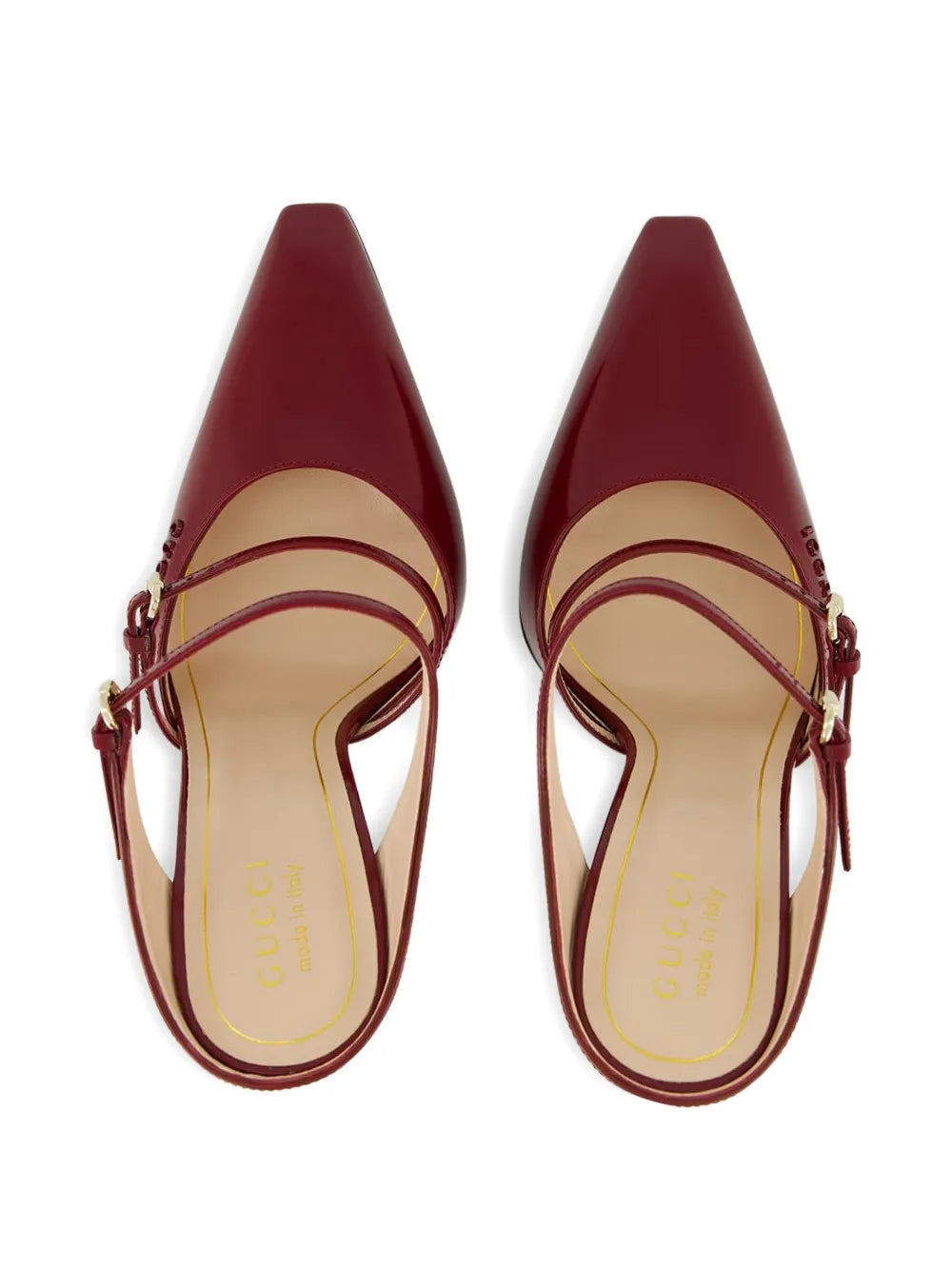 Gucci Christy leather wedge mules for women, stylish slip-on shoes with a sleek design and comfortable wedge heel.