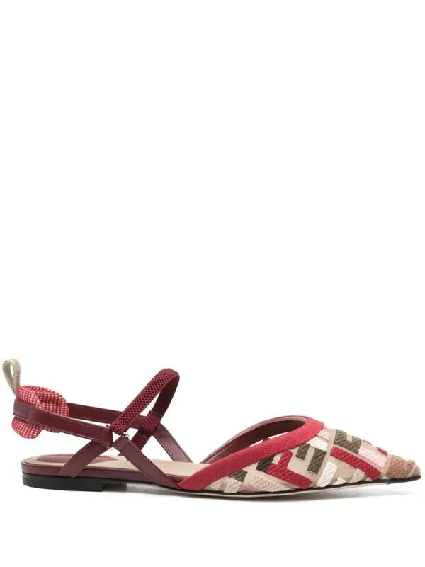 Red Fendi Colibrì Lite ballerina shoes for women, featuring sleek design and comfortable slip-on style.