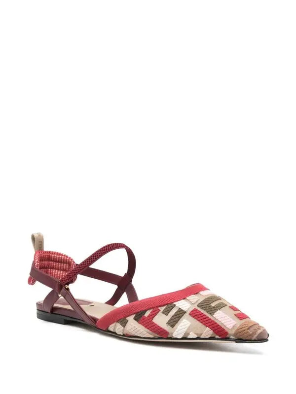 Red Fendi Colibrì Lite ballerina shoes for women, featuring sleek design and comfortable fit, showcased on a neutral background.