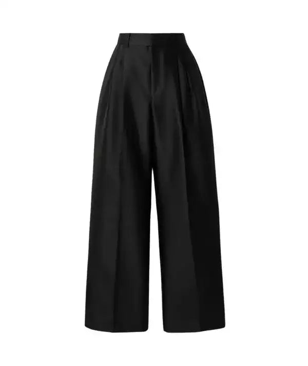 Black Zimmermann pleated silk and wool-blend twill wide-leg pants for women, featuring a relaxed fit and elegant pleats.