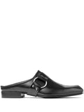 Black leather Jimmy Choo Prism Mule men's shoes with sleek design and pointed toe, showcasing premium craftsmanship.