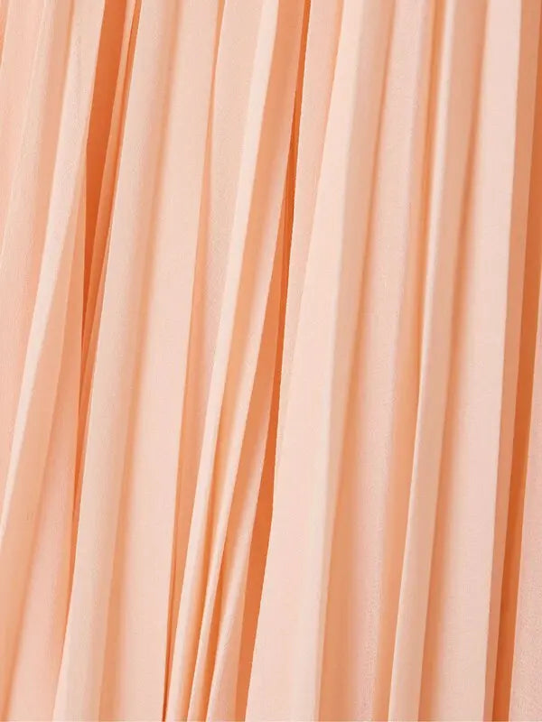 Peach Zimmermann Illuminate cape-effect pleated crepe de chine maxi dress for women, featuring flowing design and elegant style