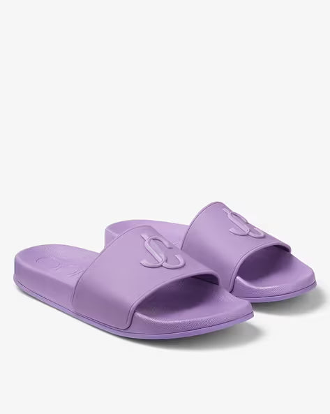 Jimmy Choo Purple Rubber Monogram Slides