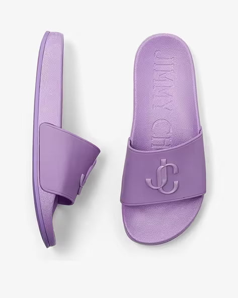 Jimmy Choo Purple Rubber Monogram Slides