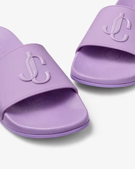Jimmy Choo Purple Rubber Monogram Slides