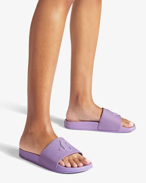 Jimmy Choo Purple Rubber Monogram Slides