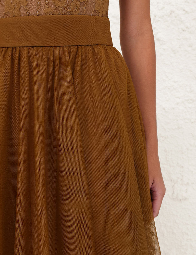 Zimmermann tulle skirt for women, featuring a flowy, layered design in delicate fabric, perfect for elegant and stylish outfits.