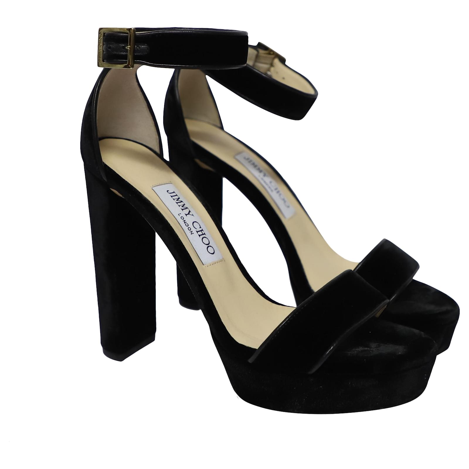 Jimmy Choo Holly 120 Platform Sandals in Black Velvet