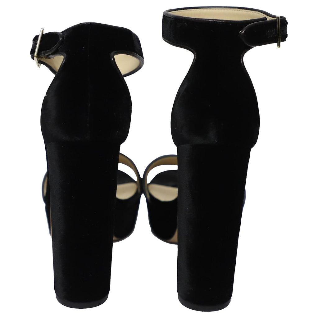 Black velvet Jimmy Choo Holly 120 platform sandals for women, featuring stylish high heels and elegant design.