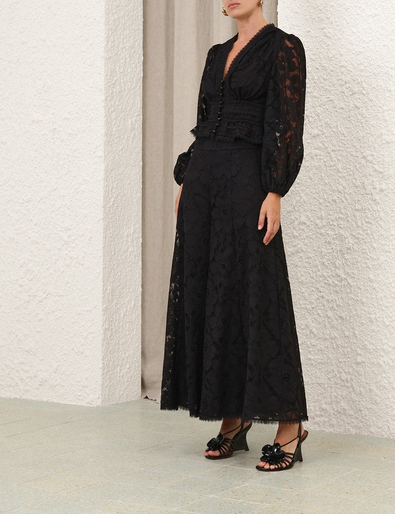 Zimmermann Iluminate Lace Culotte for women, featuring delicate lace fabric and relaxed wide-leg design.