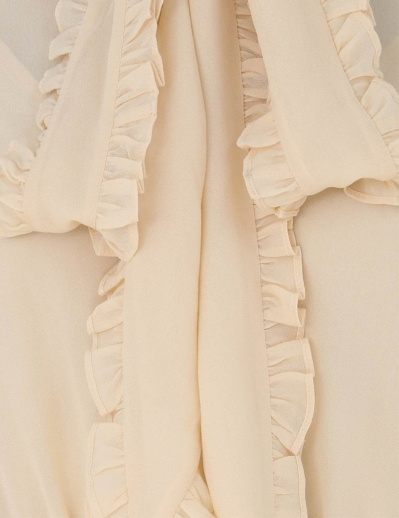 Zimmermann ruffle midi dress for women, featuring flowy fabric and elegant ruffle details, perfect for stylish occasions.