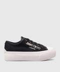 Unisex Jimmy Choo Palma Maxi black sneakers with sleek design, showcasing the stylish footwear on a clean background.