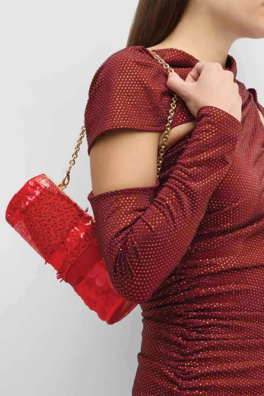 Cult Gaia Piper embellished clutch bag for women, featuring intricate detailing and a sleek design.