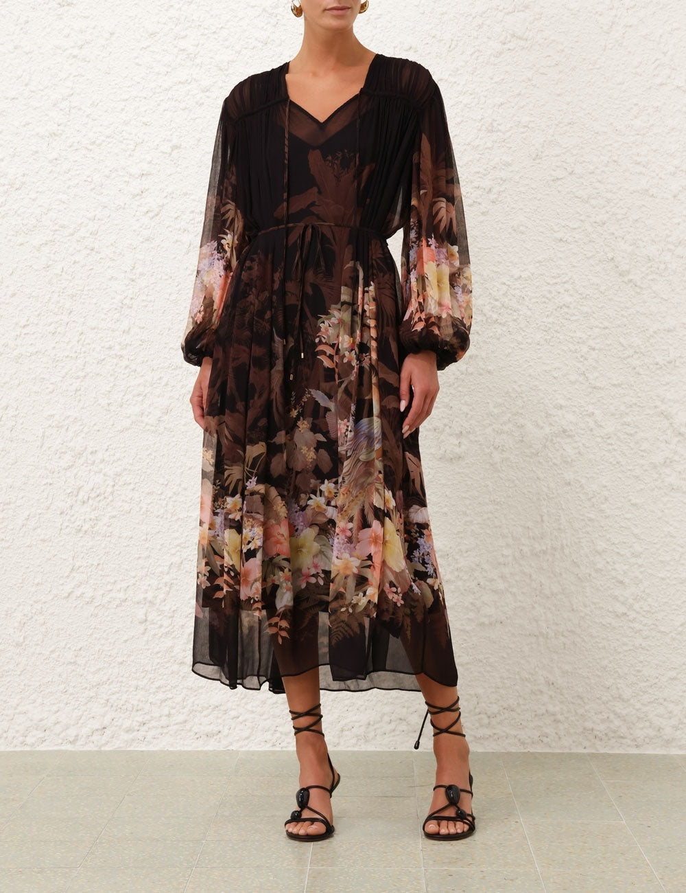 Zimmermann Illuminate Drawn Sheath Dress for women, elegant fitted dress with detailed design, styled on a model.