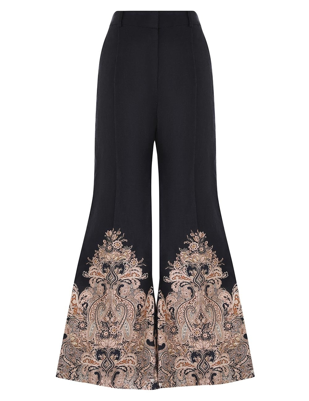 Zimmermann Natura Flare Pant for women, featuring wide-leg design and lightweight fabric, shown in a stylish fashion image.