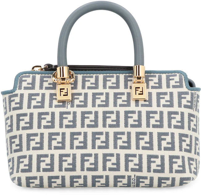 Fendi Mini Bauletto By The Way women's bag in beige leather with gold-tone hardware and top handle, stylish and compact.