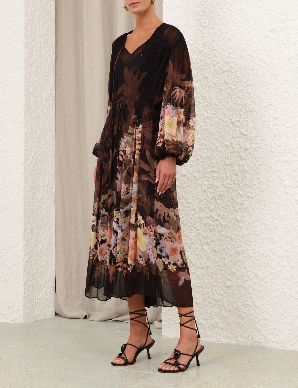 Zimmermann Illuminate Drawn Sheath Dress for women, featuring a sleek fitted design and elegant fabric, photographed on a model.