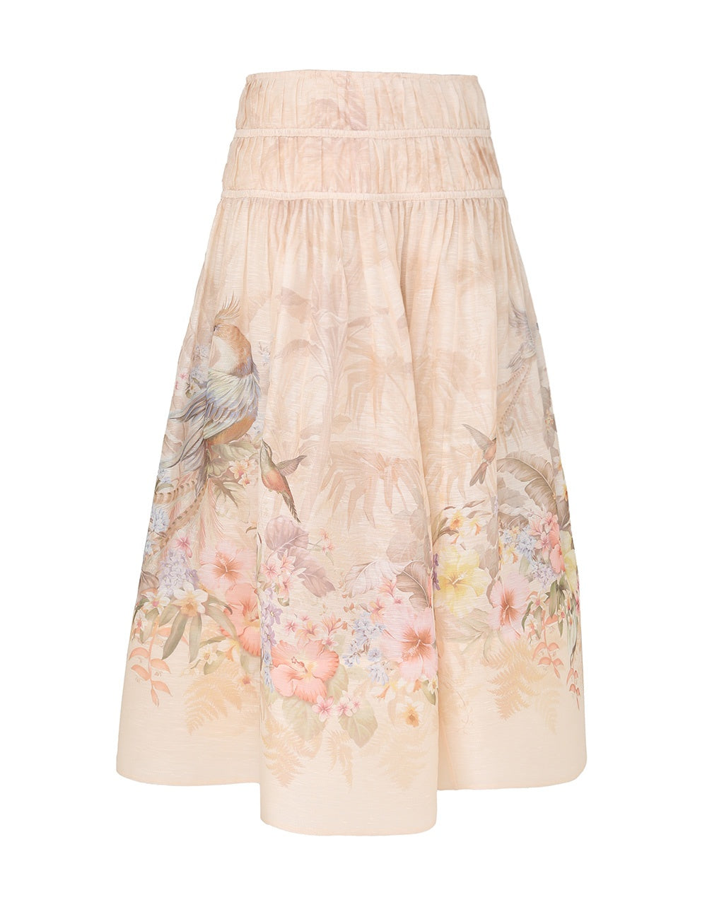 Zimmermann Illuminate Drawn Midi Skirt for women, stylish floral print and flowy silhouette, perfect for elegant everyday wear.